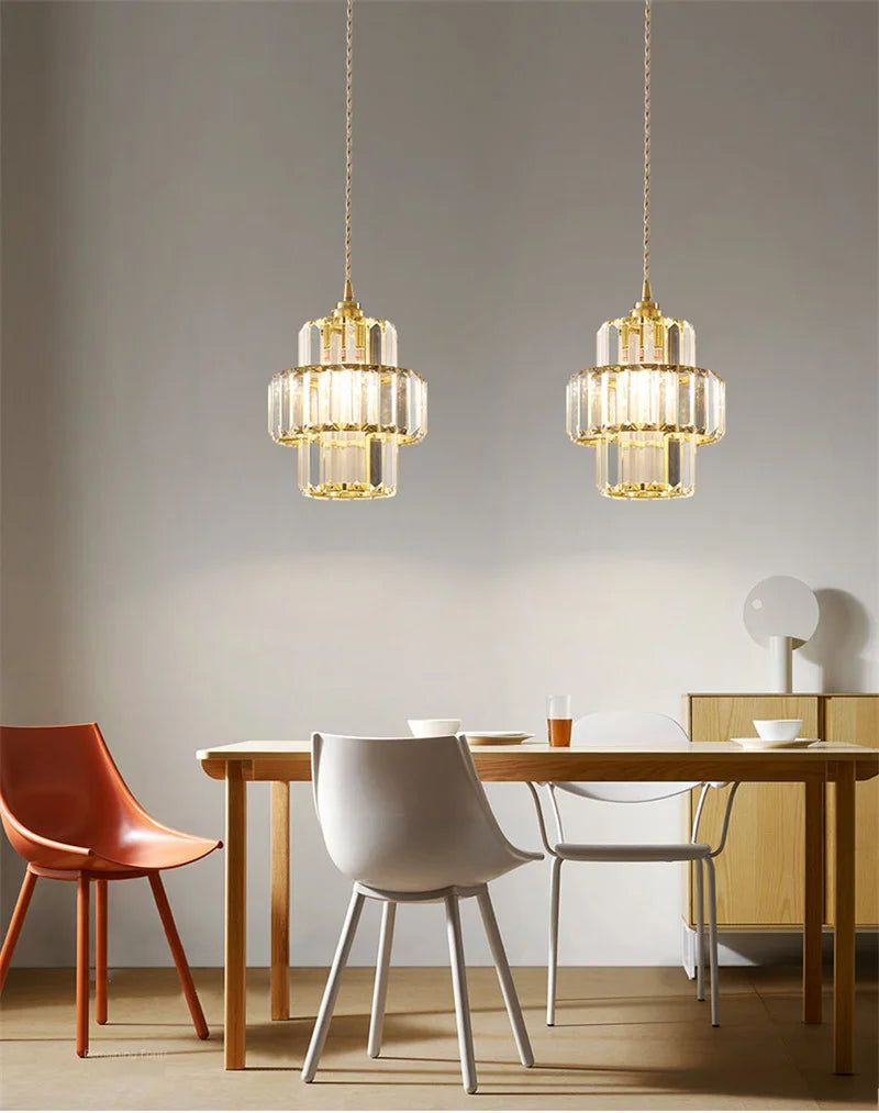 K9 Crystal Pendant Light Indoor Dining Room Nordic Modern Ceiling Chandelier for Bedroom Decoration Led Adjust Lighting Fixtures
