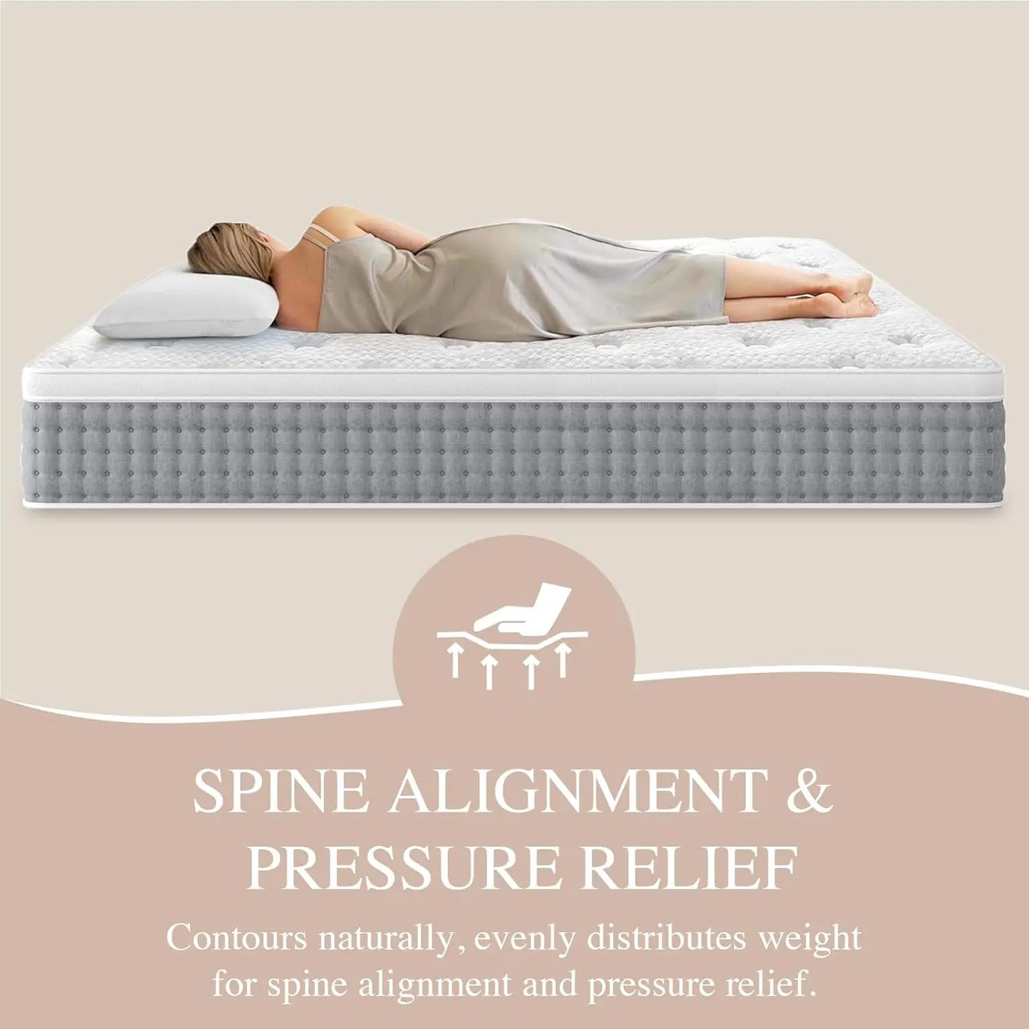 King Size Mattress 14 Inch Hotel-Collection Hybrid Mattress Deep Sleep Pain Relief- Extra Lumbar&Hip Support--Mattress in a Box