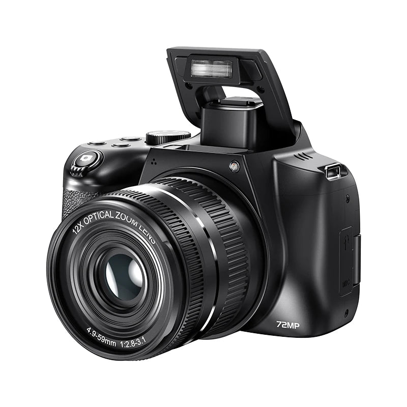 4K HD Digital Camera for Photography Auto Focus 12X Optical Zoom Vlogging Camera for YouTube 72MP WiFi Livestream Video Cameras