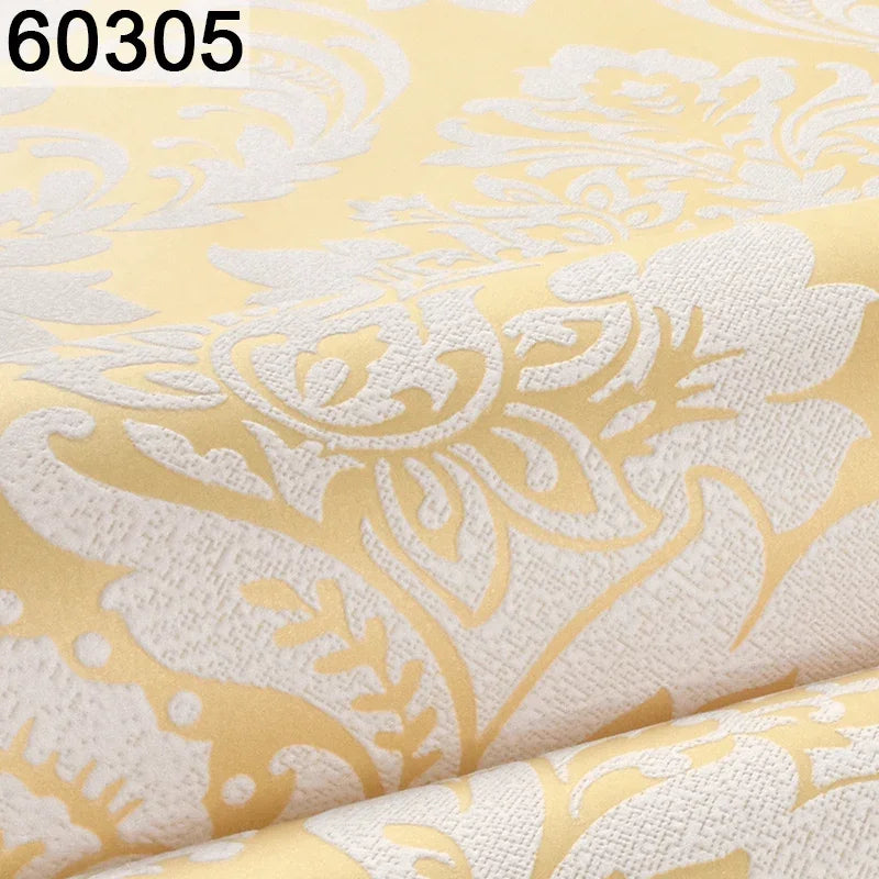 European 3D Relief Embossed Damask Wallpaper Bedroom Living room Background Floral Pattern 3D Textured Wall Paper Home Decor