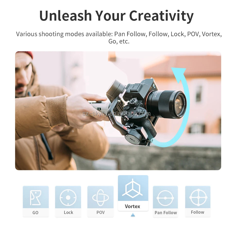 M2S 3-Axis Mirrorless Cameras Gimbal Handheld Stabilizer for Sony Canon Action Compact Camera Smartphones Vlog
