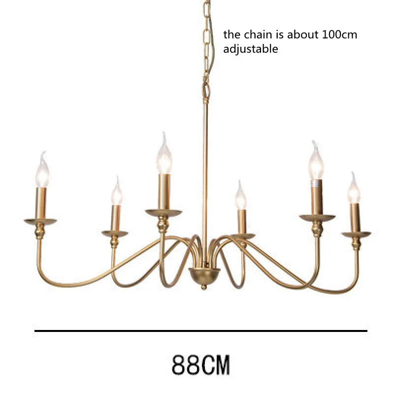 Retro Loft Living Room Chandelier Lighting E14 Vintage American Style Black/Gold Ceiling Chandelier Household Dining Room Light