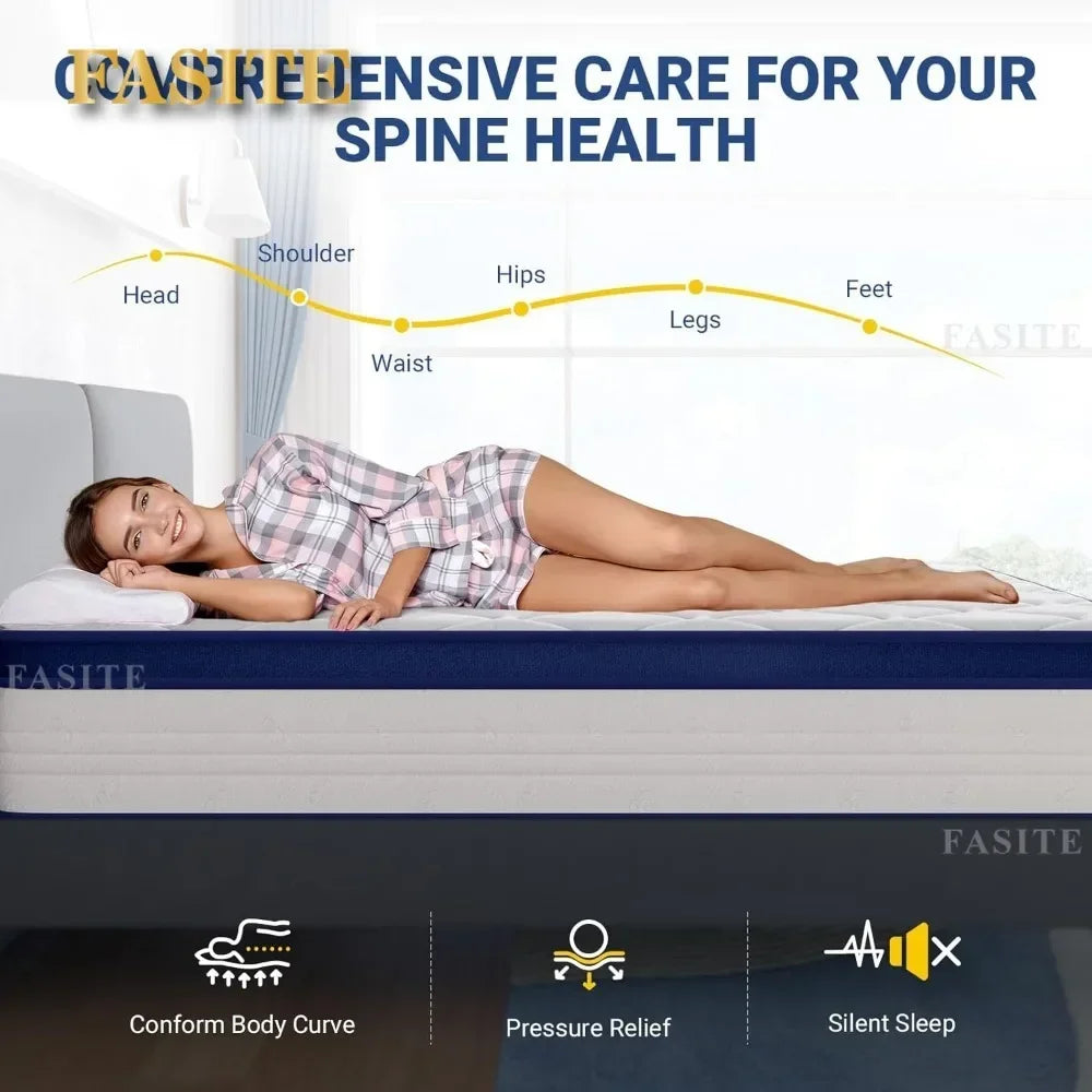 Mixed Spring Mattress with Comfortable Foam and Pocket Coil 12 Inch Box Full Mattress