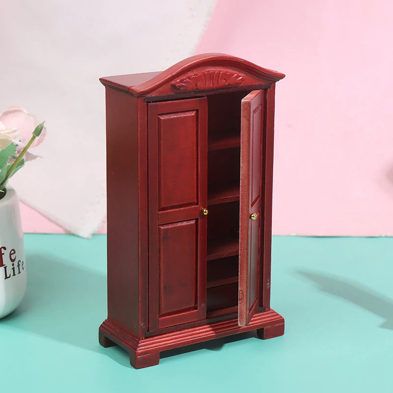 Beds & Furniture Bedroom Set Furniture Wooden Wardrobe for Bedroom Miniature Wardrobe Dolls Dollhouse Bedroom Bed Dresser