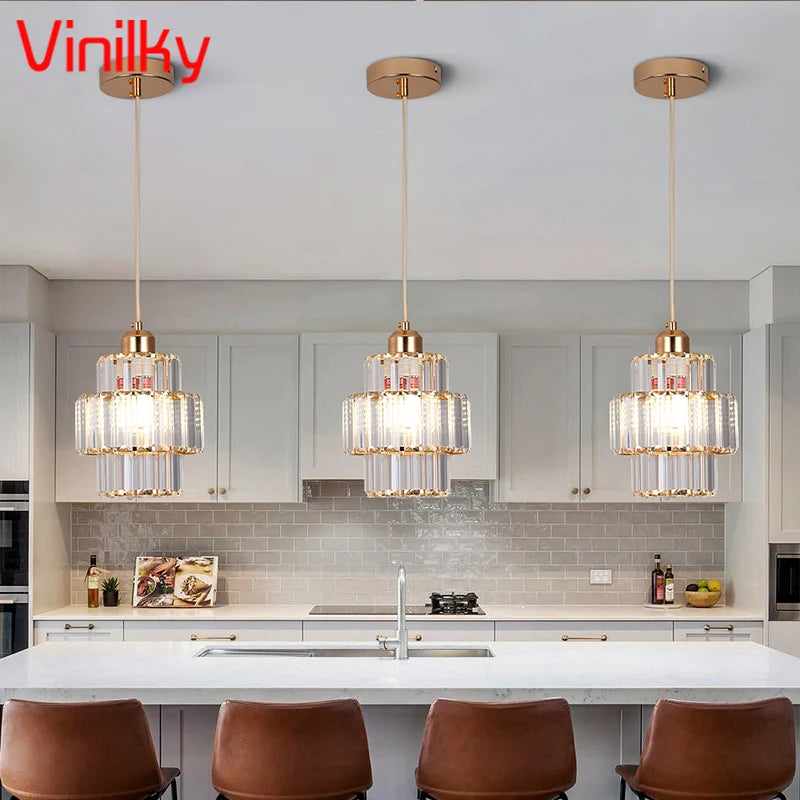 K9 Crystal Pendant Light Indoor Dining Room Nordic Modern Ceiling Chandelier for Bedroom Decoration Led Adjust Lighting Fixtures
