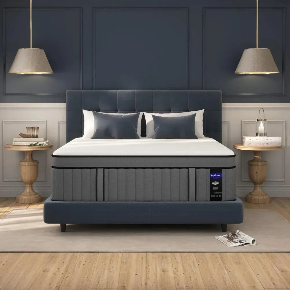 King Mattress, 14 Inch Hybrid Cal King Mattress in A Box,Memory Foam Mattress California King Size with Individual Pocket Spring