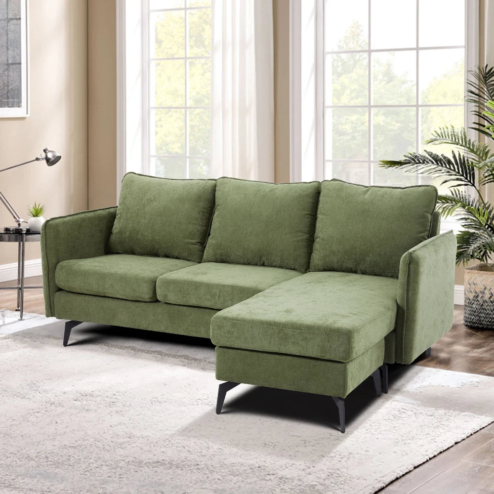3 Seater Upholstered Corner Sectional Sofa Modern L-Shape Living Room Sofa, 193x136x73cm