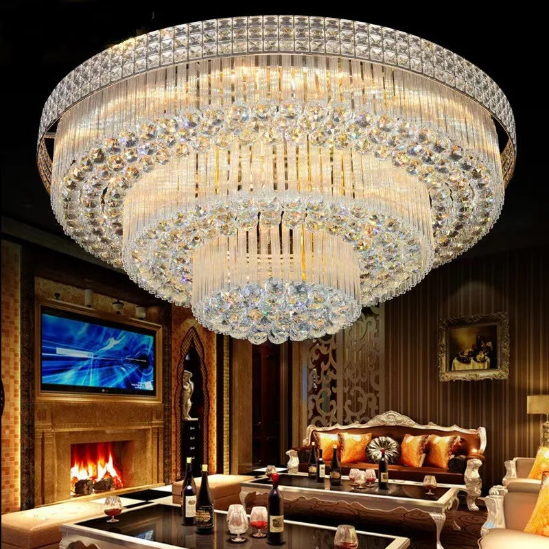Nordic Modern Golden Round Ring Hanging Light Modern LED Crystal Ceiling Chandelier Lamp For Dinning Living Room Hall Home Decor