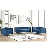 Morden Fort white leather love seat and sofa set, modern luxury and comfy furniture sleeper pouches for living room, apartment,