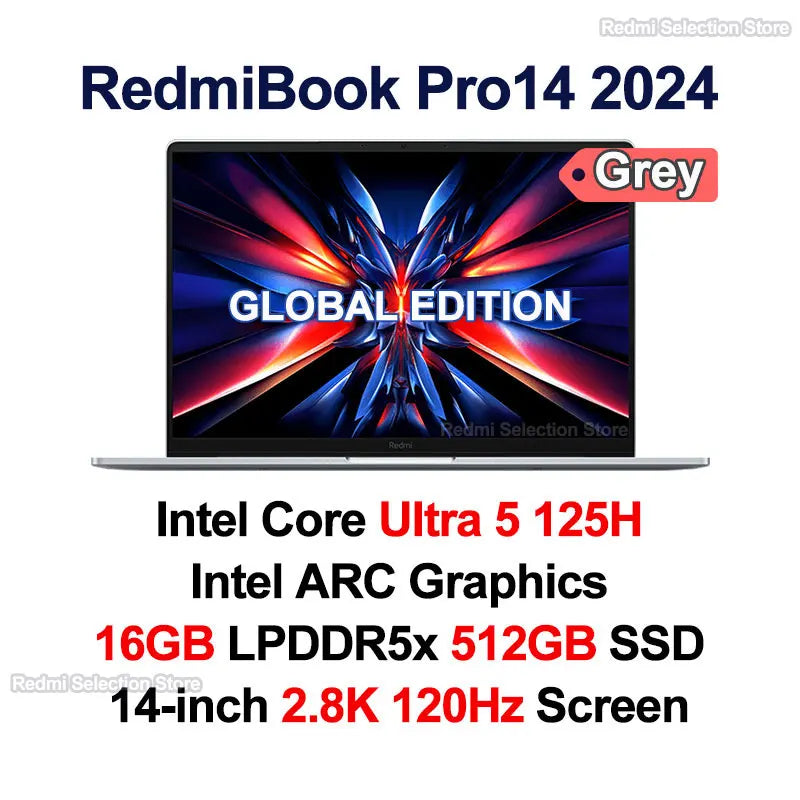 Xiaomi RedmiBook Pro 14 Laptop Ultra 5-125H/Ultra 7-155H ARC Graphics 32GB DDR5 1T SSD 14-inch 2.8K 120Hz Screen Notebook PC