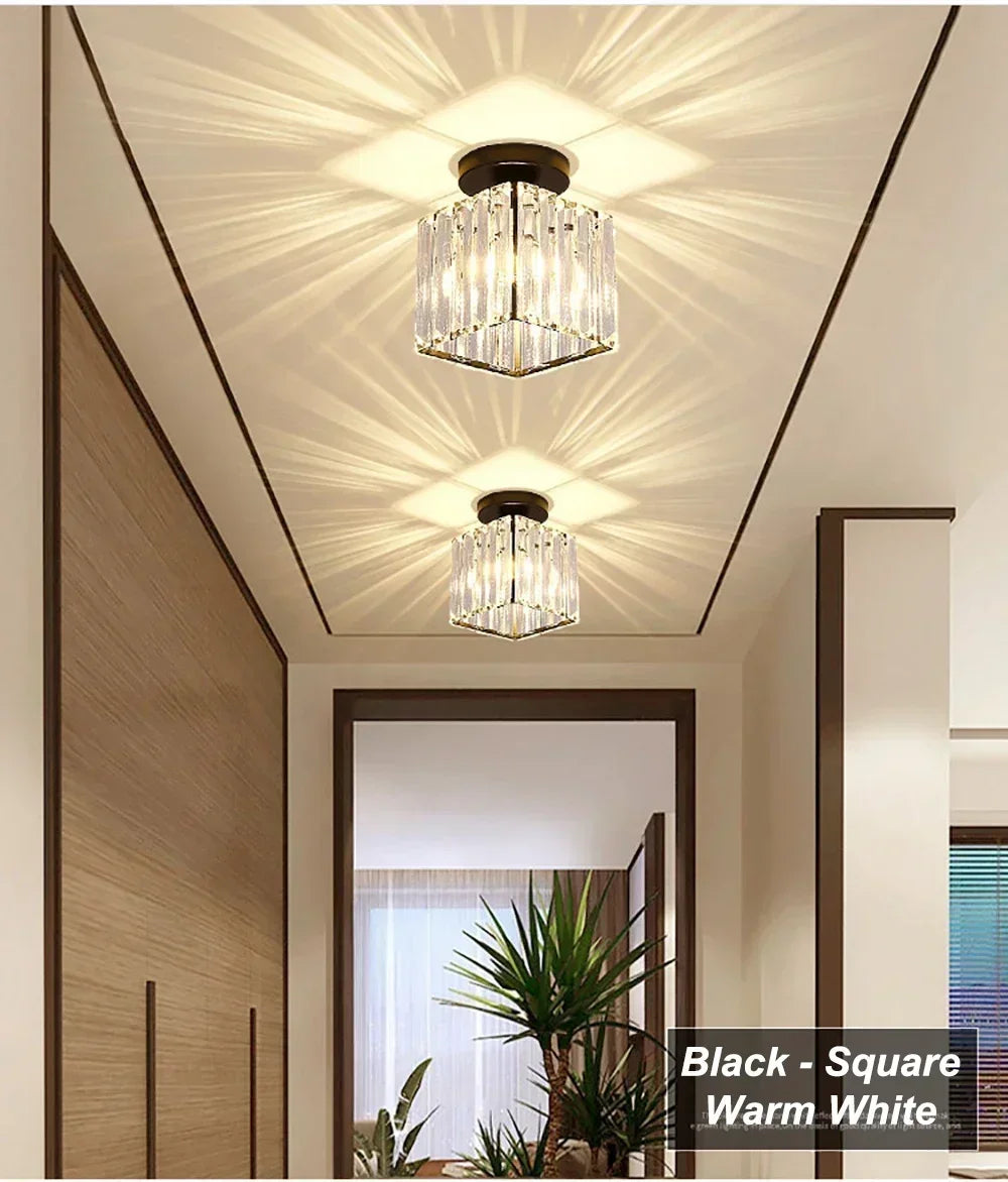 Modern Chandelier Crystal Ceiling Light Semi Flush Mount Ceiling Lighting Fixture Entrance Balcony Indoor Hang Lamp Lighting