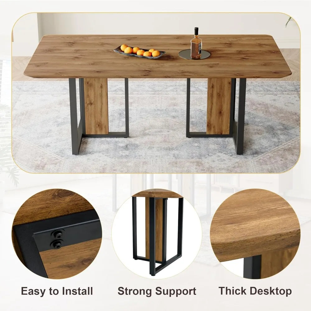 Large Dining Table Set for 10,79" Rectangle Wood Dining Table Set with 10 Cushion Upholstered Chairs,10 Seat Dining Table Set