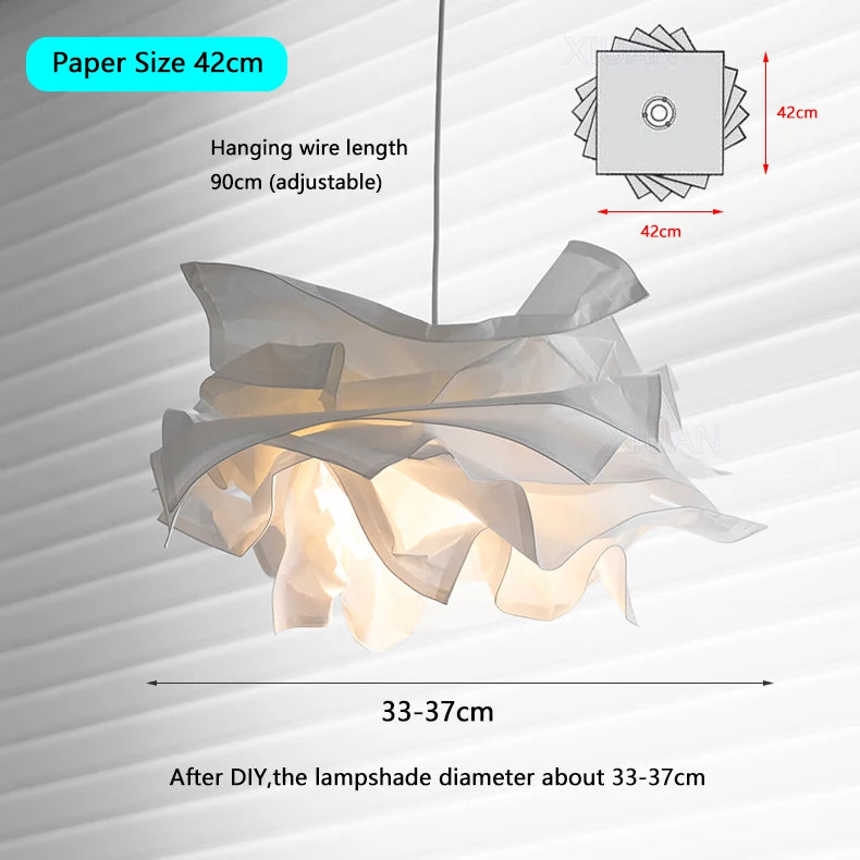 Handmade DIY Pendant Lamps for Restaurant Cloth Shop Lighting White Paper Hanging Light for Ceiling Luminaire E27