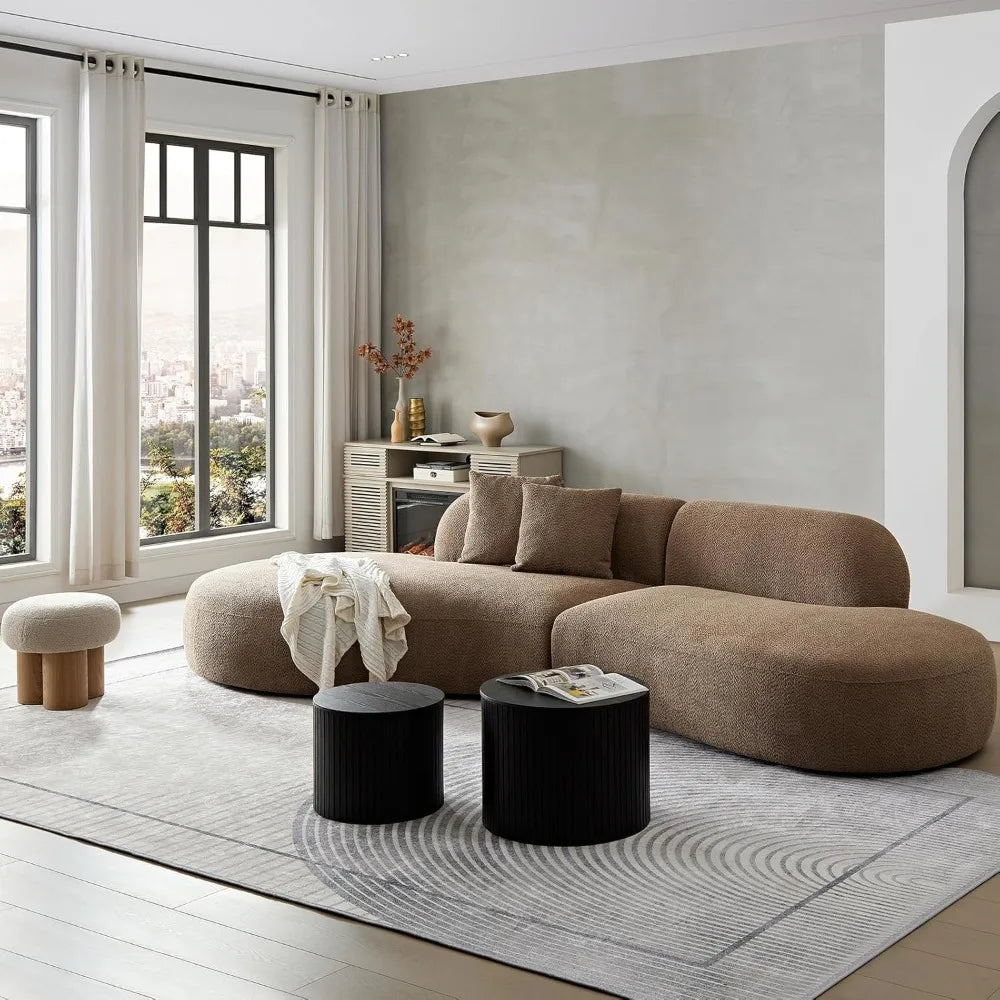 135"Curved Sectional Sofa,Modern Boucle Fabric Upholstered Modular Couch Oversized 6-Seat Sofa for Living Room,Bedroom,Apartment