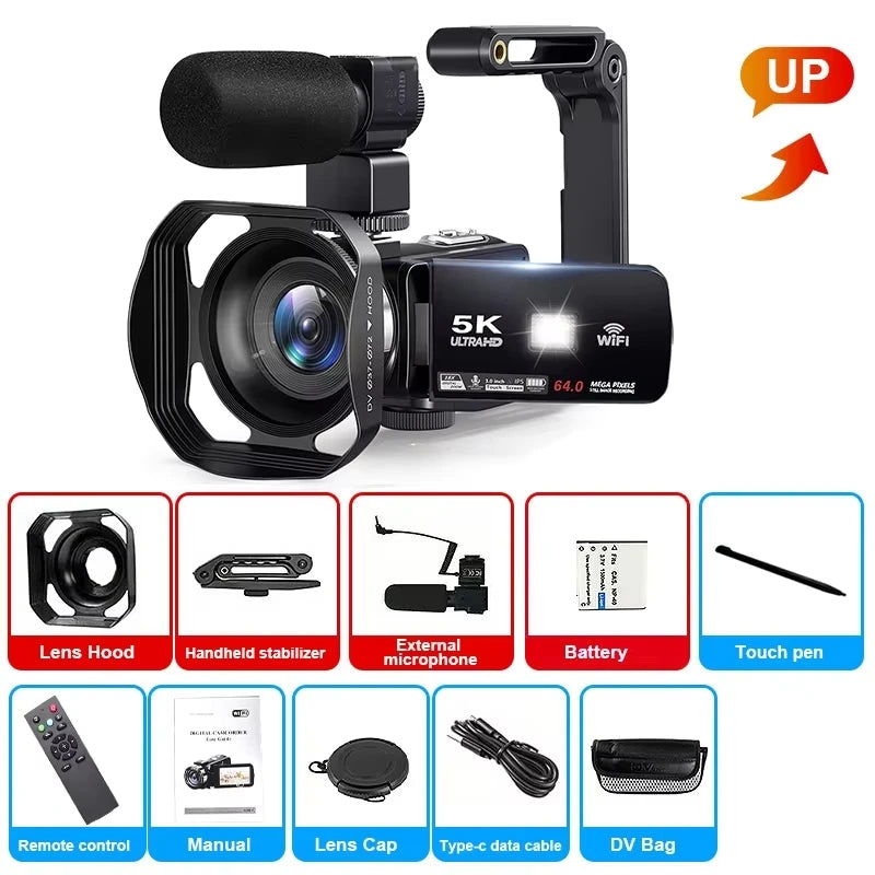 New 5K Ultra HD Digital Camera 60FPS 18X Zoom 3 Inch LCD Touch Screen Ultra HD WIFI Recording Camcorder Portable Digital Camera
