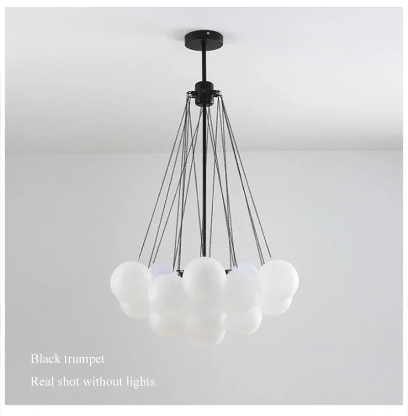 Nordic Bubble Glass Chandelier for Living Dining Table Room Decoration Frosted Glass Gold Black LED Ceiling Pendant Light