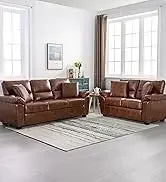 Morden Fort white leather love seat and sofa set, modern luxury and comfy furniture sleeper pouches for living room, apartment,