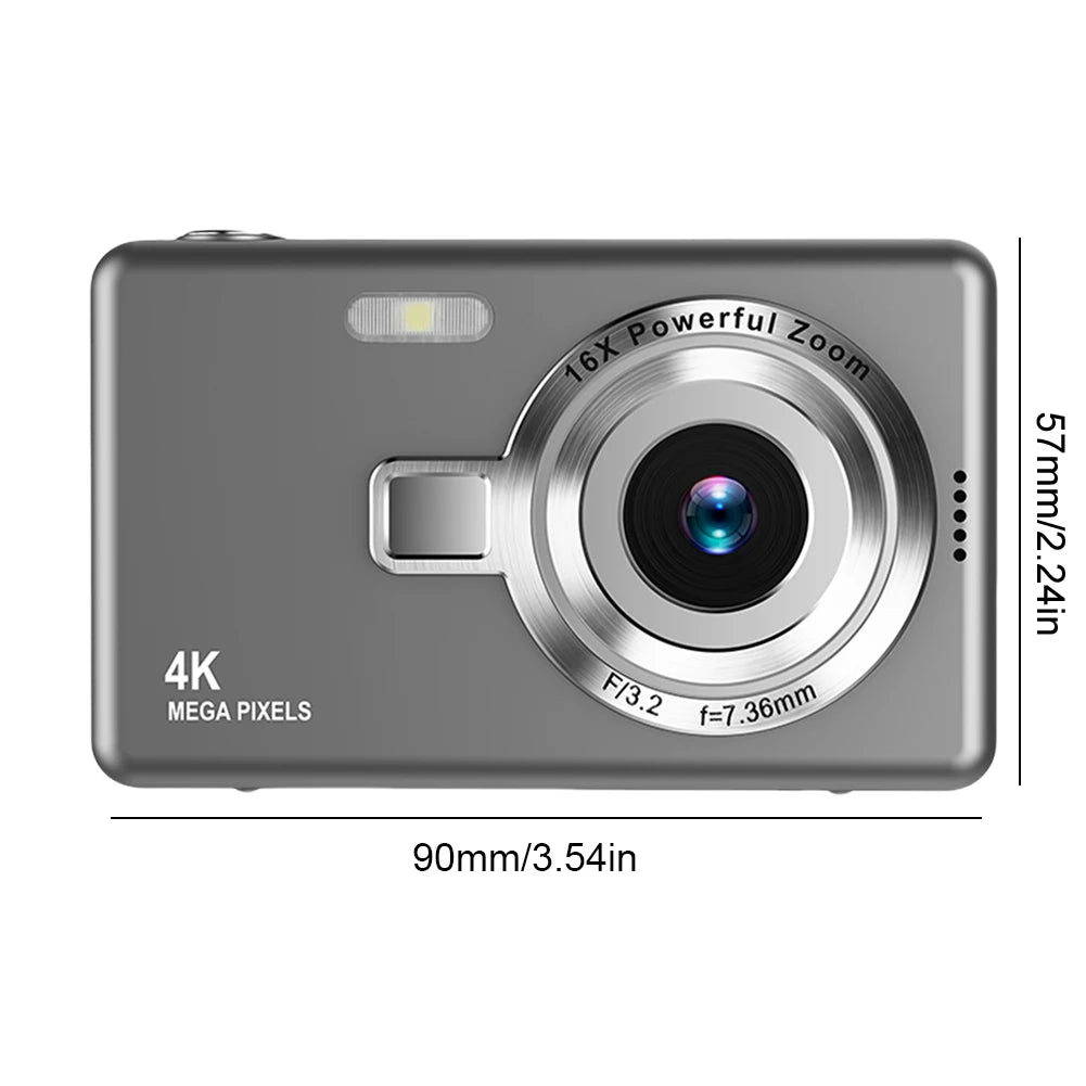 4K HD 1080P Digital Camera 96MP Autofocus Vlogging Camera 16X Zoom Video Photography Camera 2.4 Inch IPS Screen