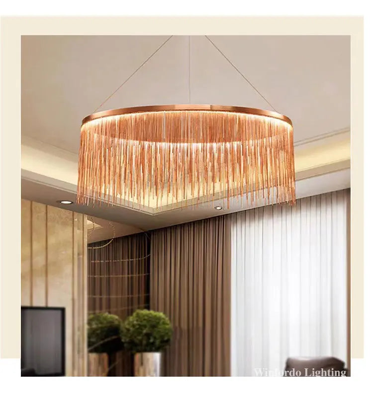 2024 Modern Art Decor Tassel Pendant Lamps Chain Chandelier for Bedroom Living Room Restaurant Lights Winfordo 110V / 220V