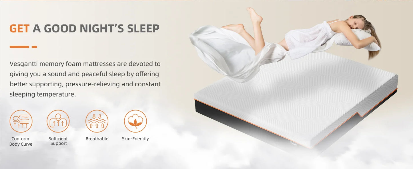 Vesgantti 16CM Gel Memory Foam Single Mattress for Cool Sleep & Pressure Relief - Medium