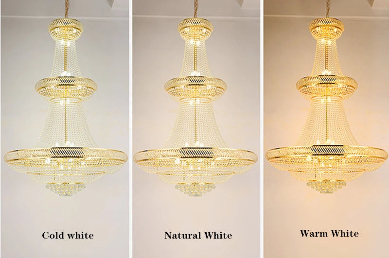 LED Pendant Light Luxury Living Room Crystal Chandelier Hotel Lobby Villa High Ceiling Staircase European-Style Chandelier