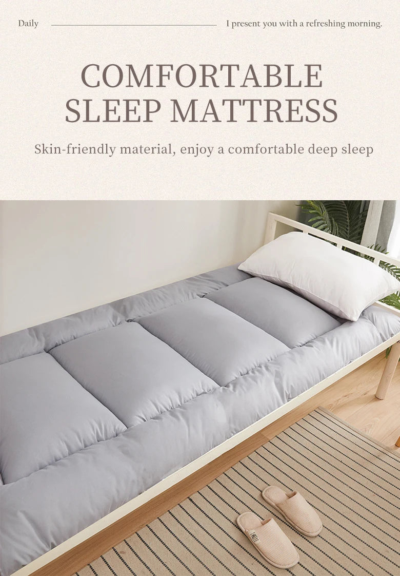 Premium Mattress Topper With Feather Velvet and Brushed Surface for Single/Double Beds Futon Sleeping Mats on the Floor Cover