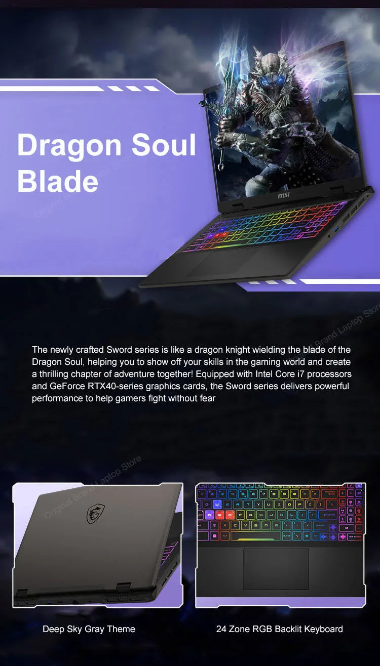 2024 MSI Sword 16 HX Laptop 16 Inch 2.5K QHD 240Hz IPS Screen Notebook i7-14700HX 16GB 1TB SSD RTX4060 Gaming Netbook Computer