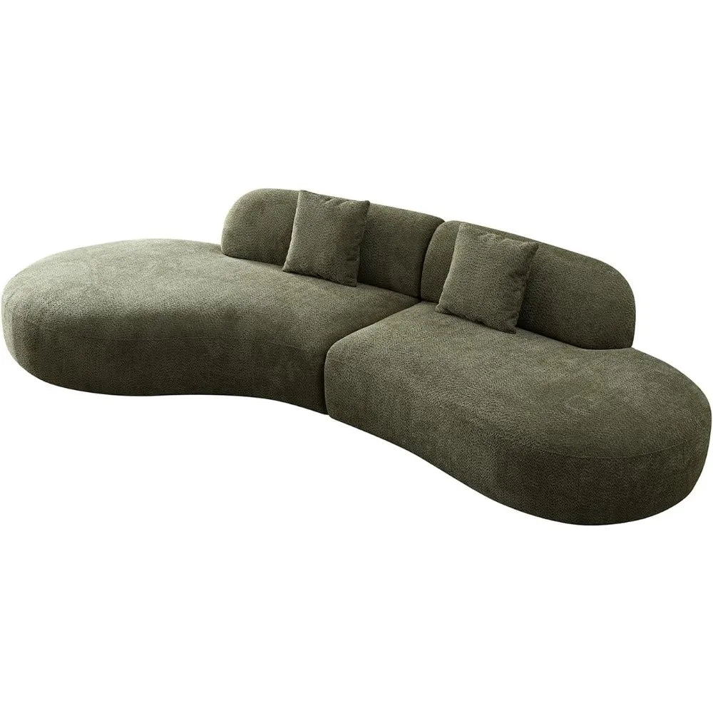 135"Curved Sectional Sofa,Modern Boucle Fabric Upholstered Modular Couch Oversized 6-Seat Sofa for Living Room,Bedroom,Apartment