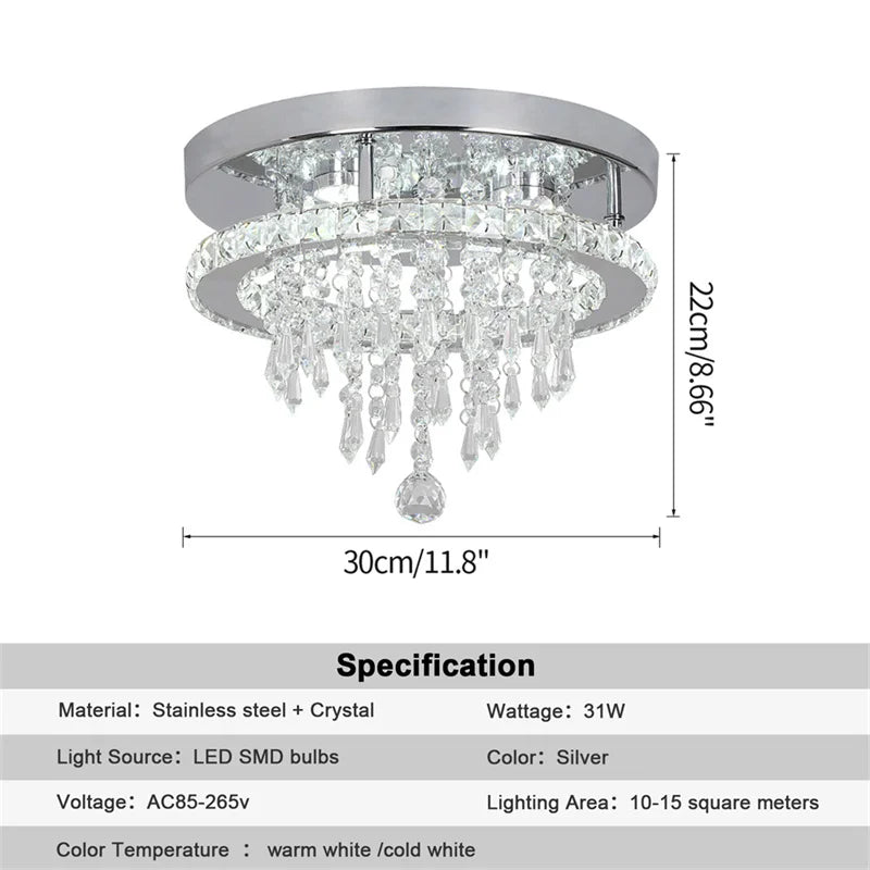 Luxury Crystal Modern LED Ceiling Chandelier Light Remote Dimming Round Ceiling Lamp for Home Decoration Indoor Hanging Lamps