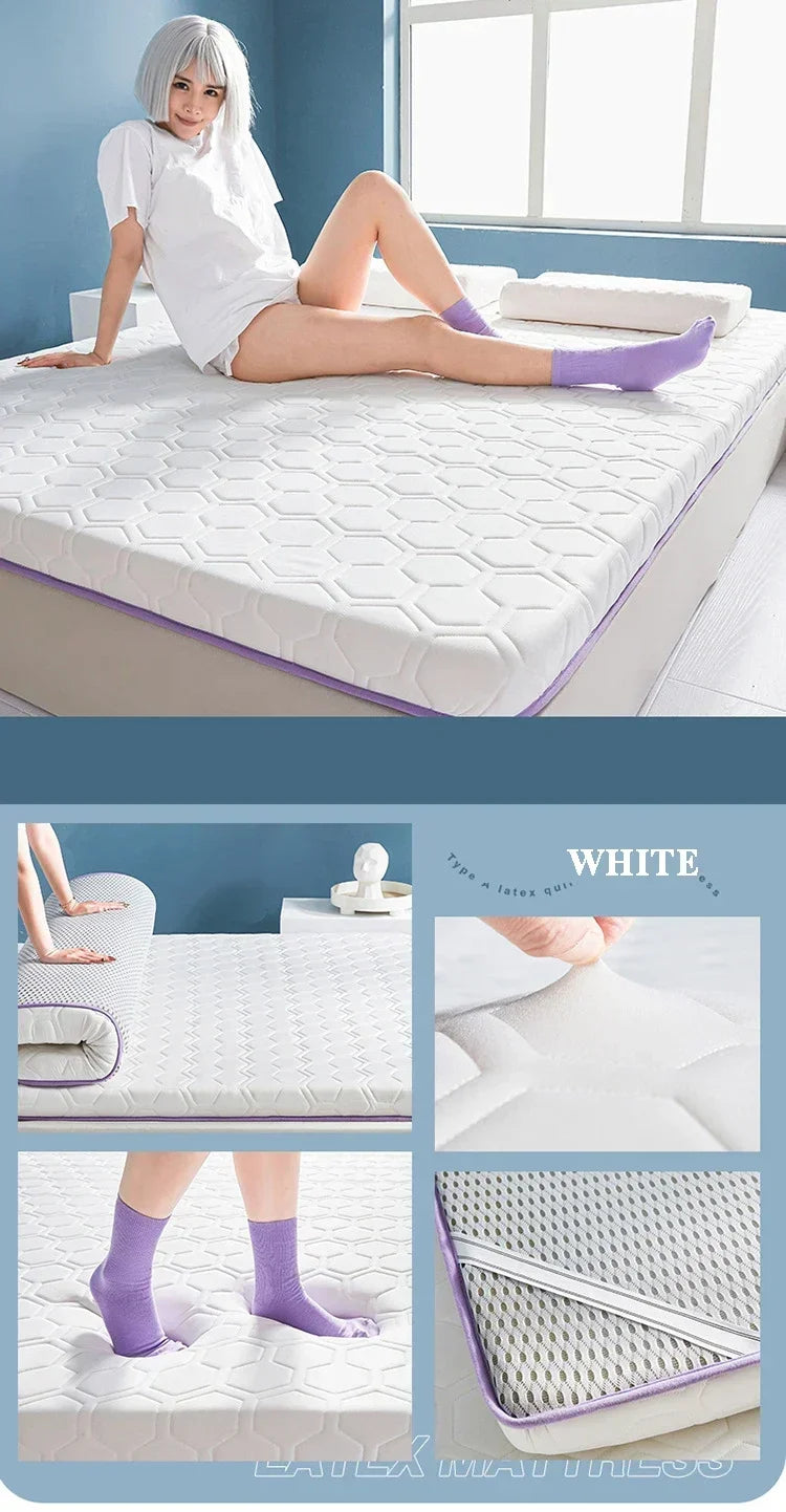 Foldable Natural Latex Mattress for Double Single Bed King Size Mat In Dormitory Hotels Bedroom Furniture Household Thickened