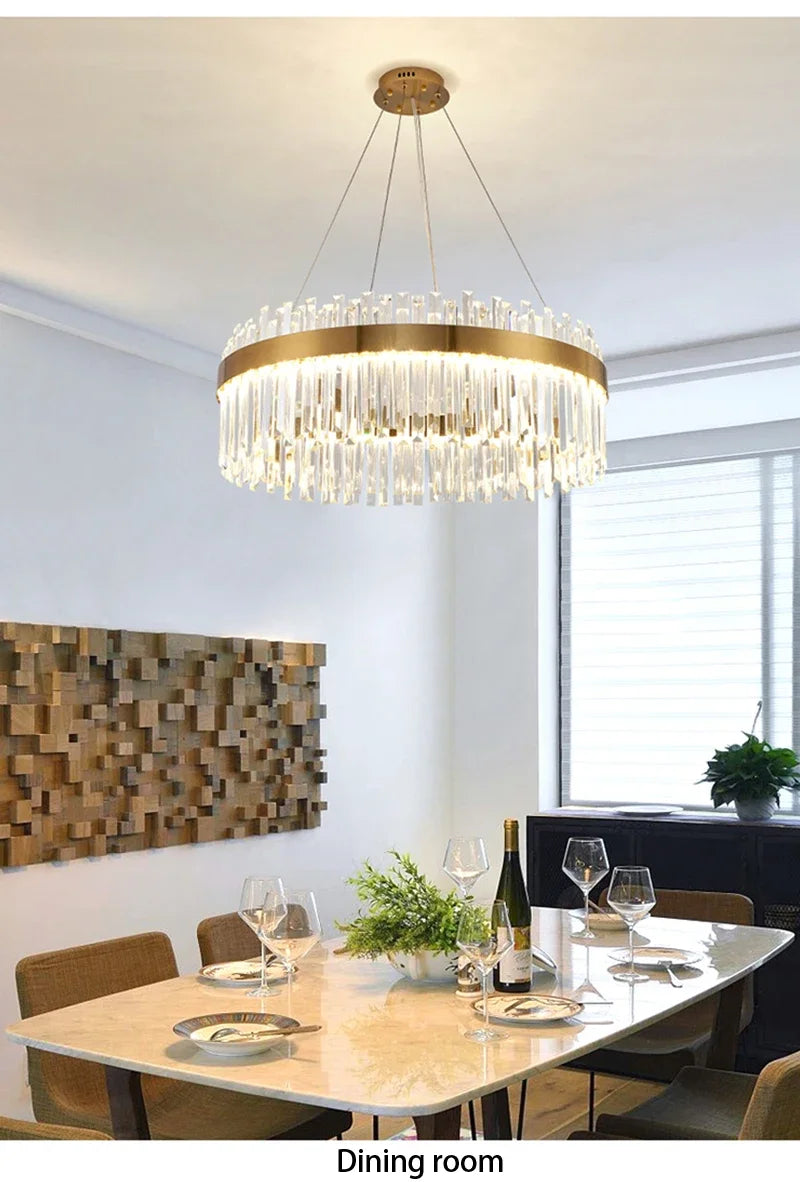 Nordic Luxury Chandeliers Crystal Pendant Ceiling Lights for Living Dining Room Kitchen Gold Pendant Light Decor Indoor Lighting