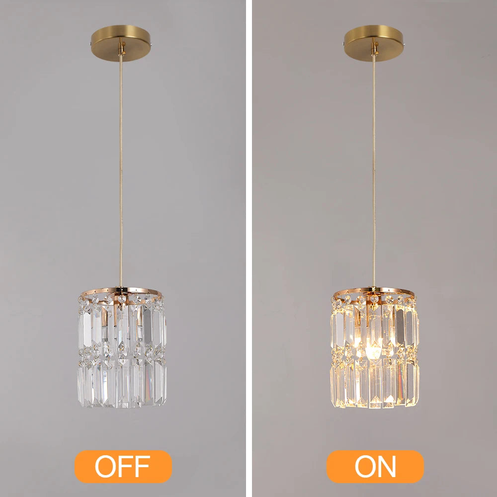 Nordic Copper LED Pendant Light Luxury Crystal Ceiling Lamps Modern Chandelier Lustre Dining Table Bar Kitchen Island Fixtures
