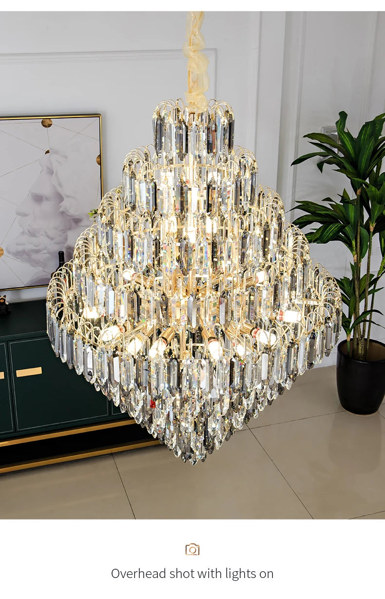 Designer LED Light Luxury Villa Main Hall Crystal Chandelier Luxury Hotel Restaurant Sales Office Custom Lights Pendant lights