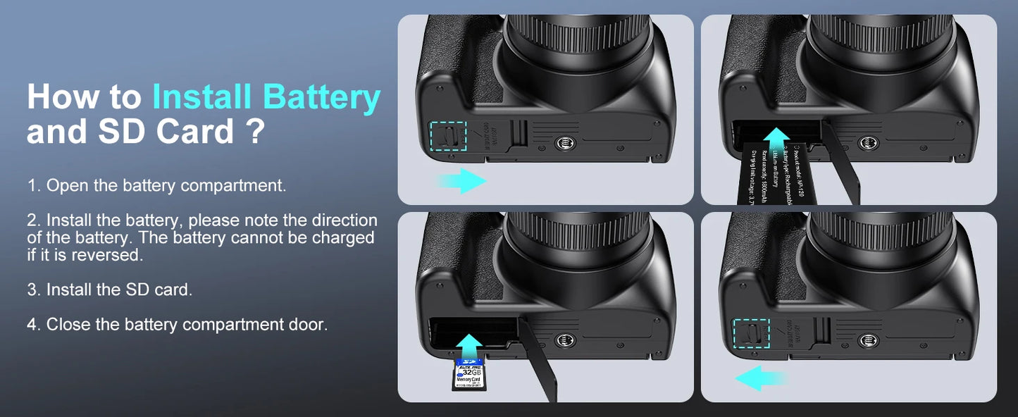 4K HD Digital Camera for Photography Auto Focus 12X Optical Zoom Vlogging Camera for YouTube 72MP WiFi Livestream Video Cameras