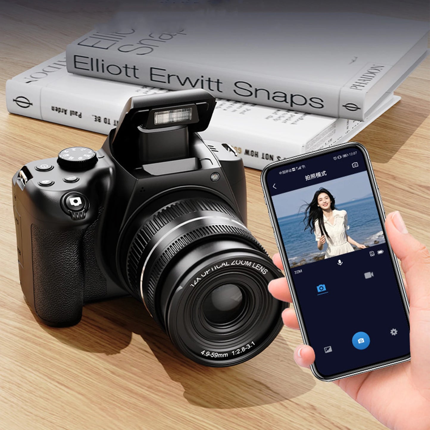 4K HD Digital Camera for Photography Auto Focus 12X Optical Zoom Vlogging Camera for YouTube 72MP WiFi Livestream Video Cameras