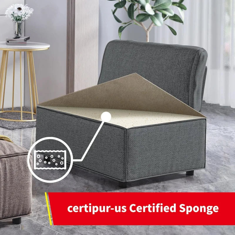 Modular Sectional Sofa with Chaise, Convertible Oversize L Shaped Couch with Reversible Ottoman,Linen 6 Seater Free Combination