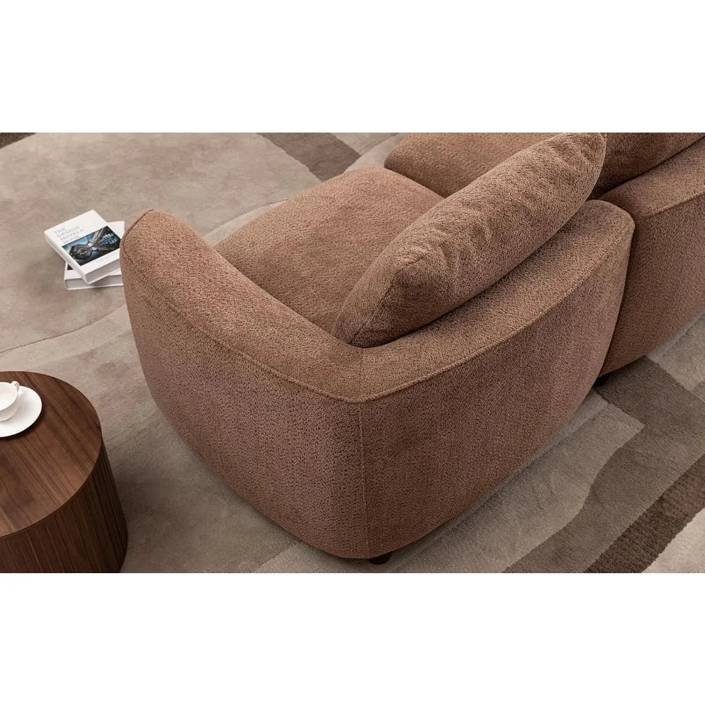135"Curved Sectional Sofa,Modern Boucle Fabric Upholstered Modular Couch Oversized 6-Seat Sofa for Living Room,Bedroom,Apartment