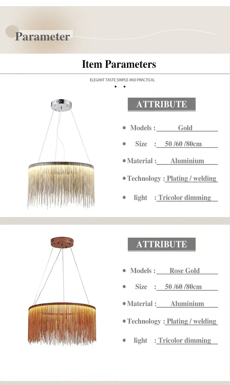 2024 Modern Art Decor Tassel Pendant Lamps Chain Chandelier for Bedroom Living Room Restaurant Lights Winfordo 110V / 220V