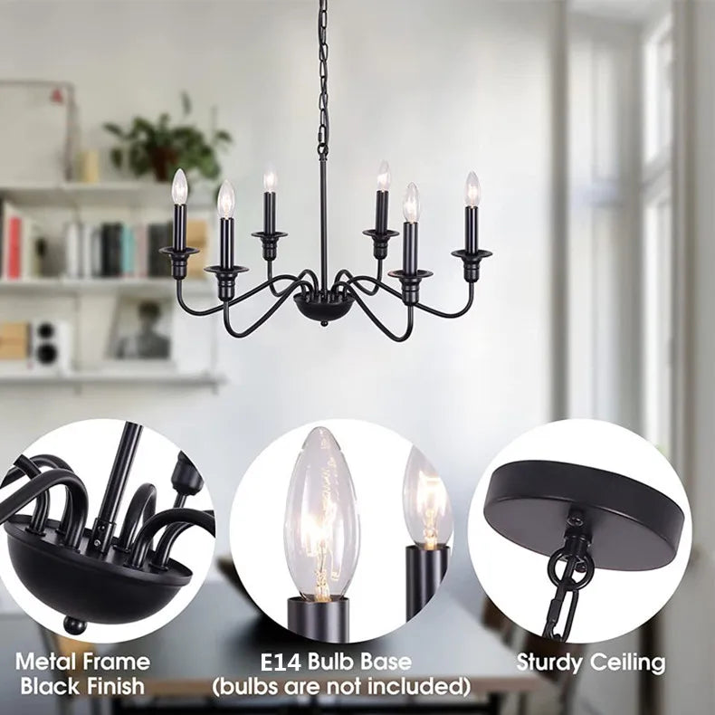 Retro Loft Living Room Chandelier Lighting E14 Vintage American Style Black/Gold Ceiling Chandelier Household Dining Room Light