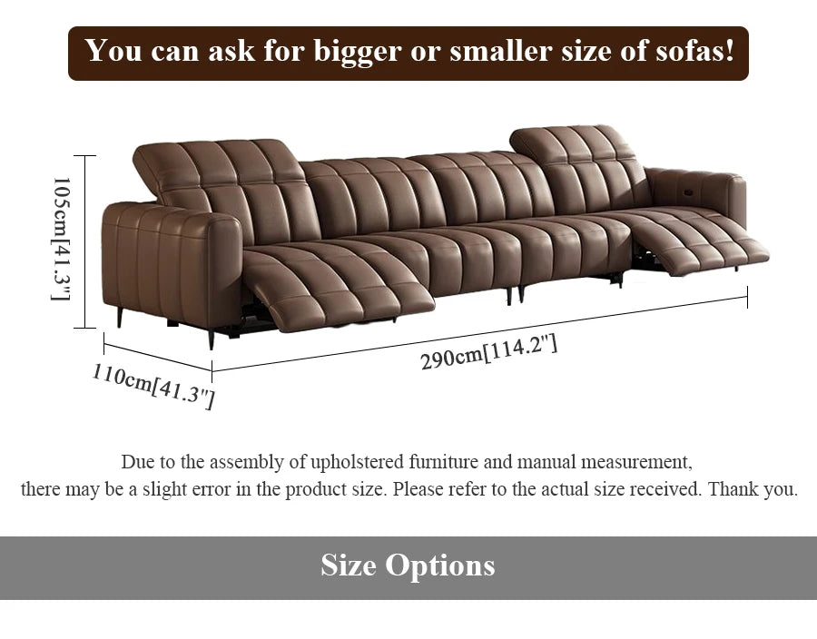 Leather Sofa Electric Recliner Sectional Home Theater Seating Manual Power Reclining Set Genuine Furniture Living Room