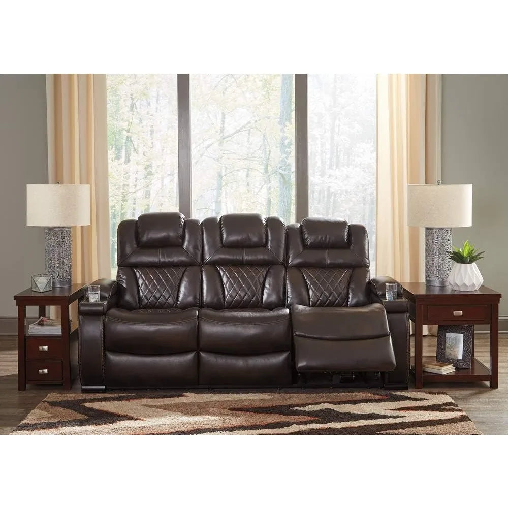 Warnerton Faux Leather Power Reclining Sofa with Adjustable Headrest living room furniture