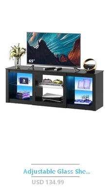 TV Stand Cabinets Drawers Entertainment Center Luxury Minimalism Practical Up to 85" Shelf Open Storage Circu Connect Power