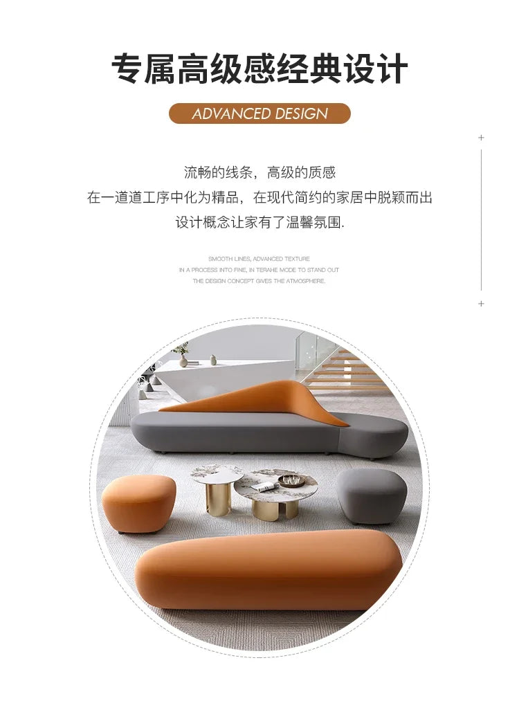 Beige Living Room Sofa European Nordic Sectional Curved Lounge Chaise Couch Puffs Double Lazy Italian Divano Soggiorno Furniture
