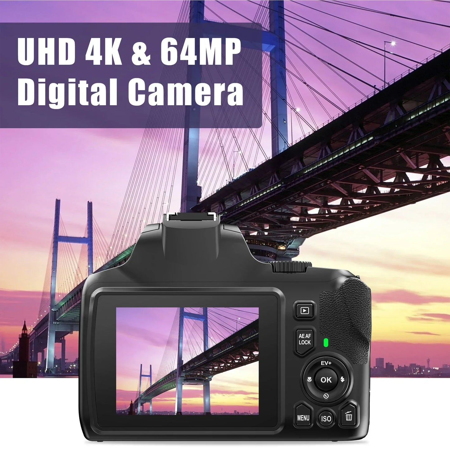 4K Professional Video SLR Camera 64MP Vlog Digital Camera for Youtube Livestream Webcam 10X Optical Zoom Photography Camcorder