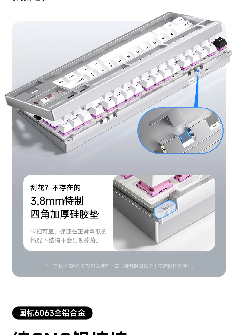 MCHOSE GX87V2 Mechanical Keyboard Wireless Tri-mode Hot-Swap GASKET RGB Quick Release Custom CNC Aluminum Office Gaming Keyboard