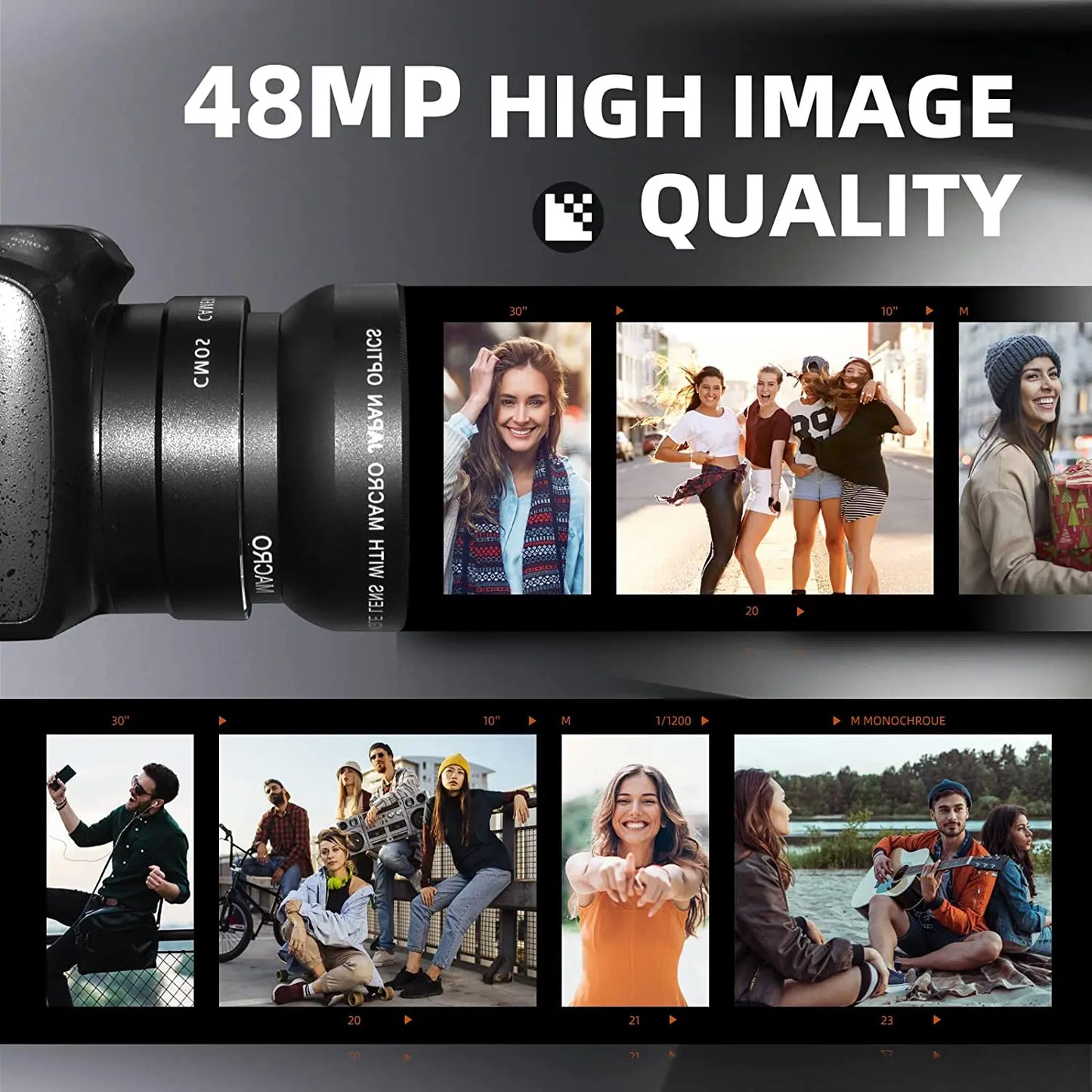 NBD Digital Camera for Photography and Video 4K 48MP Vlogging Camera for YouTube 16X Digital Zoom 52mm Wide Angle & Macro Lens