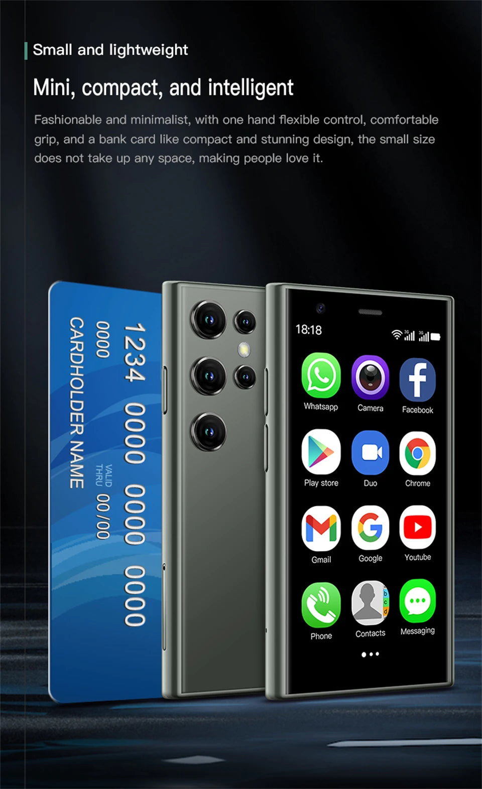 SOYES S23 Pro 3.0" Android8.1 Mini Smartphone 2GB RAM 16GB ROM Dual SIM Standby 1000mAh 3G Network Compact Mobile Phone