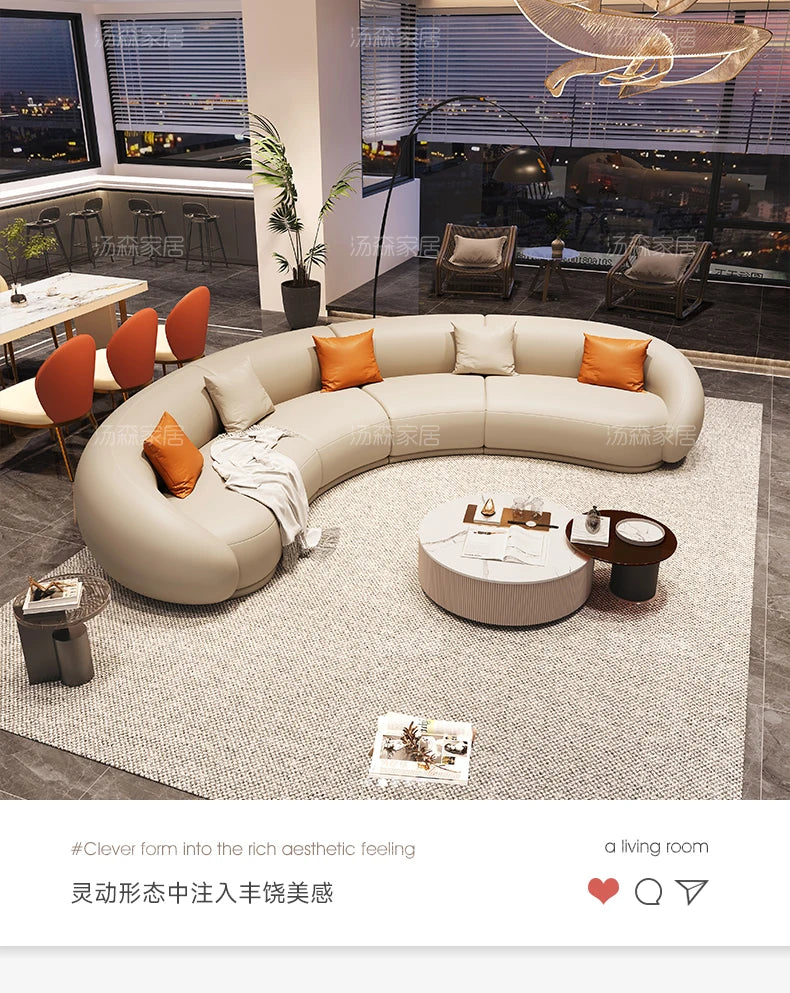 Curved Luxury Couches Unique Vintage Comfortable Italian Modern Puffs Sofa Leather Solid Wood Divano Letto Living Room Furniture