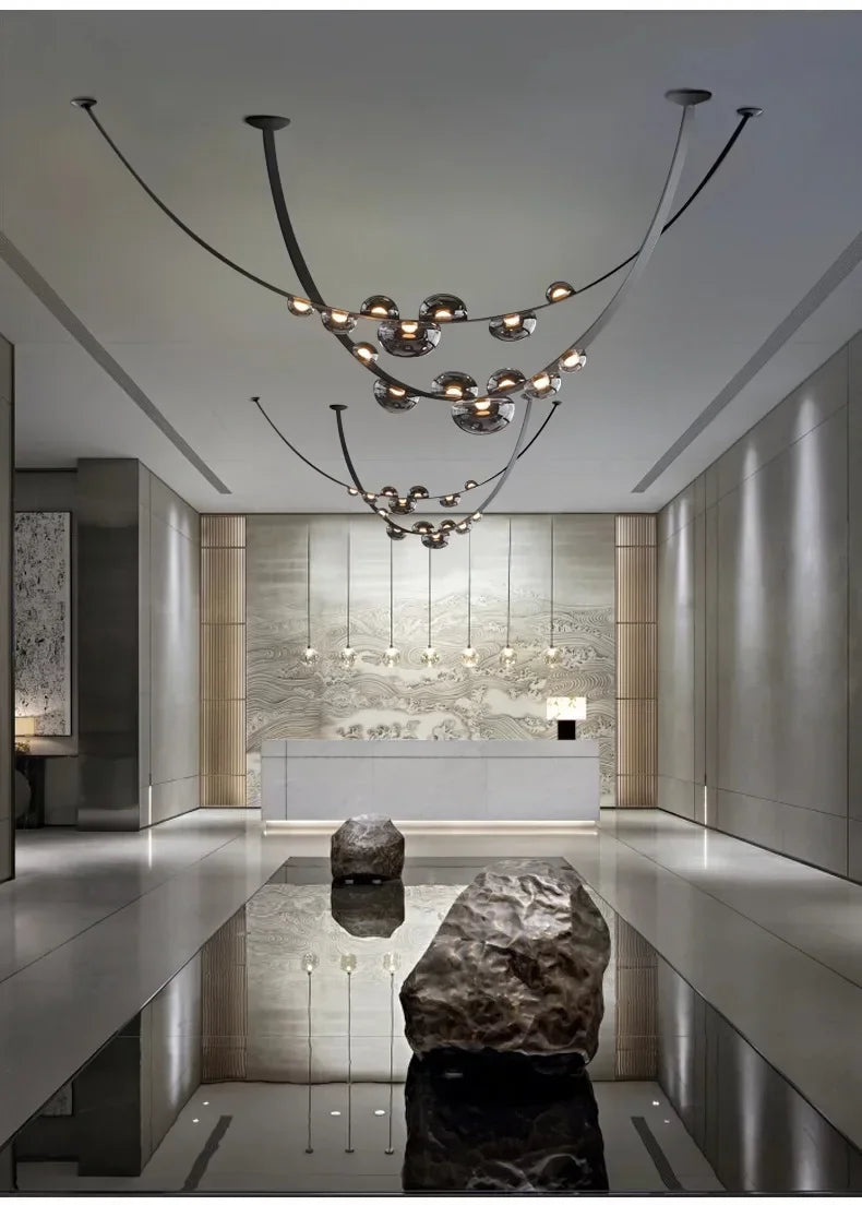 Modern Minimalist Restaurant Gray Decorative Chandelier Nordic Art Designer Villa Duplex Suspended Living Room Staircase Chandel