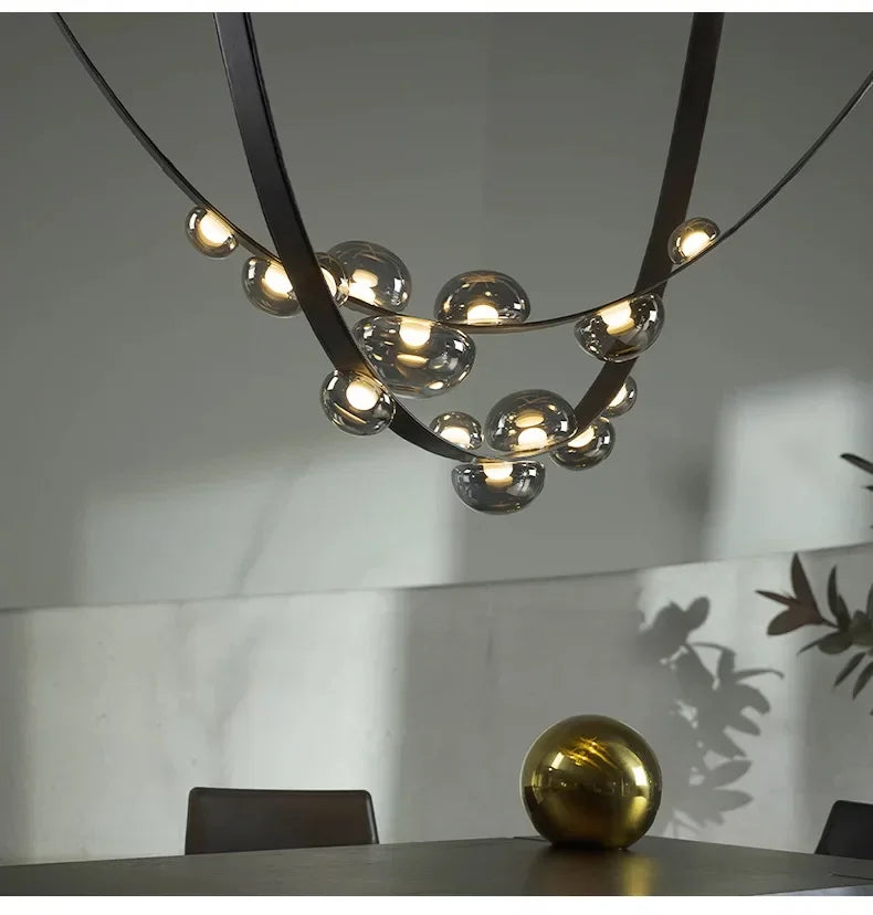 Modern Minimalist Restaurant Gray Decorative Chandelier Nordic Art Designer Villa Duplex Suspended Living Room Staircase Chandel